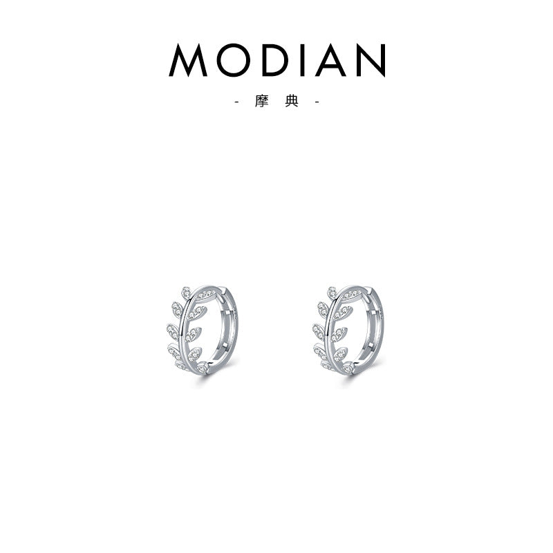 Wholesale Sterling Silver Ear Buckle Ear Ring Internet Celebrity Super Fairy Temperament Diamond Tree Leaf Earrings